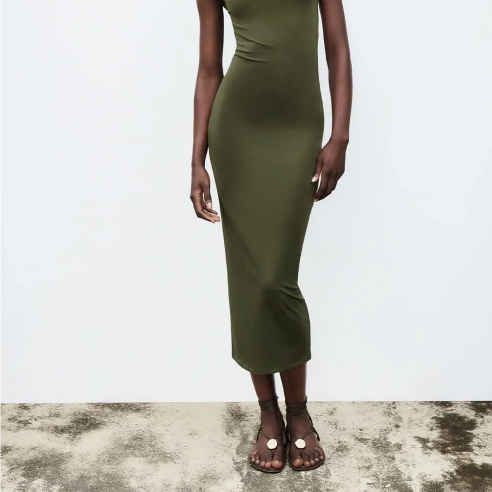 NEW ZARA LONG STRETCHY FITTED DRESS - Picture 3 of 8